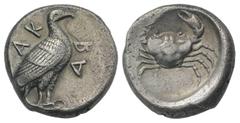 Greek Sicily, Akragas, c. 480/478-470 BC. AR Didrachm (19.5mm, 8.39g, 12h). Sea eagle standing r. R/ Crab. Westermark, Coinage, Group IV, 292 (O93/R194); HGC 2, 99; SNG ANS 954-5. Toned, rev. slightly