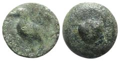Greek Sicily, Akragas, c. 440-430 BC. Cast Æ (22mm, 7.85g, 3h). Eagle standing l. R/ Crab. Westermark, Coinage, 524 A; CNS I, 9; HGC 2, 129. Rare, green patina, Fine