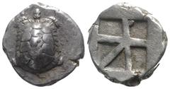 Greek Islands of Attica, Aegina, c. 456/45-431 BC. AR Stater (21mm, 12.43g). Land tortoise. R/ Square incuse with skew pattern. Meadows, Aegina, Group IIIb; HGC 6, 437. VF
