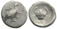 Greek Sicily, Akragas, c. 480/478-470 BC. AR Didrachm (20mm, 7.96g, 9h). Sea eagle standing r. R/ Crab. Westermark, Coinage, Group IV, 251 (O86/R172); HGC 2, 99. Toned, VF