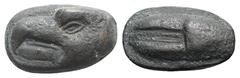 Greek Sicily, Akragas, c. 450-440 BC. Æ Cast Onkia (16mm, 4.15g, 6h). Eagle's head l. R/ Crab claw l. Westermark, Coinage, Group III, 528; CNS I, 8; SNG ANS 1020; HGC 2, 130. Good VF