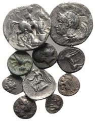 Multiple Lots Lot of 10 Greek AR coins, including Magna Graecia, Alexander III of Macedon and Pegasii Staters. Lot sold as is, no return