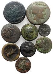 Multiple Lots Magna Graecia, lot of 9 Greek Æ coins, to be catalog. Lot sold as is, no return