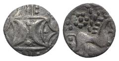 Celtic Celtic, Britain. Iceni. Antedios, c. AD 10-30(?). AR Unit (12mm, 0.97g). Two opposed crescents with pellets between, superimposed upon band of three lines surrounded by two lines of pellets. R/