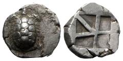 Greek Islands of Attica, Aegina, c. 456/45-431 BC. AR Stater (21mm, 12.38g). Land tortoise. R/ Square incuse with skew pattern. Meadows, Aegina, Group IIIb; HGC 6, 437. VF
