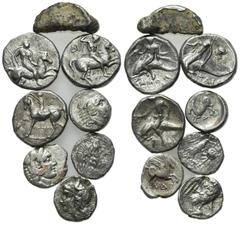 Multiple lots Magna Graecia, lot of 8 Greek Nomois and Fractions, to be catalog. Lot sold as is, no return