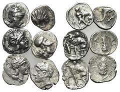 Multiple lots Magna Graecia, lot of 6 Greek Fractions, to be catalog. Lot sold as is, no return