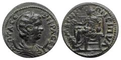 Roman Imperial Otacilia Severa (Augusta, 244-249). Ionia, Magnesia ad Maeandrum. Æ (25mm, 7.01g, 6h). Diademed and draped bust r., set on crescent. R/ Cybele seated l., holding patera and resting arm 