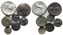 Multiple lots Magna Graecia and Sicily, lot of 7 AR and Æ coins, to be catalog. Lot sold as is, no return