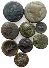 Multiple lots Magna Graecia, lot of 9 Greek Æ coins, to be catalog. Lot sold as is, no return