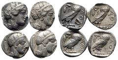 Multiple lots Attica, Athens, lot of 4 AR Tetradrachms. Lot sold as is, no return