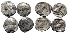 Multiple lots Attica, Athens, lot of 4 AR Tetradrachms. Lot sold as is, no return