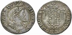 Monete di Zecche Italiane NAPOLI. Carlo V ( Carlo I di Spagna) (1516-1554) Mezzo ducato (g. 14,92). • CΛROLVS • V • ROMΛ • IMP •, Busto laur. e corazzato volto a ds.; a sn, IBR (Giovan Battista Ravasc