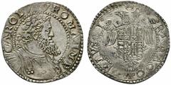 Monete di Zecche Italiane NAPOLI. Carlo V ( Carlo I di Spagna) (1516-1554) Mezzo ducato (g. 14,9). • CΛROLVS • V • ROMΛ • IMP •, Busto laur. e corazzato volto a ds.; a sn, IBR (Giovan Battista Ravasch