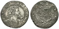 Monete di Zecche Italiane NAPOLI. Carlo V ( Carlo I di Spagna) (1516-1554) Mezzo ducato (g. 11,98). • CΛROLVS • V • ROMΛ • IMP •, Busto laur. e 181corazzato volto a ds.; a sn, IBR (Giovan Battista Rav