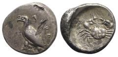 Greek Sicily, Akragas, c. 510-495 BC. AR Didrachm (23mm, 8.79g, 1h). Sea eagle standing l. R/ Crab. Westermark, Coinage, Period I, Group I; HGC 2, 88. Metal-flaws, near VF