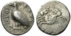 Greek Sicily, Akragas, c. 495-480/78 BC. AR Didrachm (22mm, 8.78g, 6h). Eagle standing l. R/ Crab. Westermark, Coinage, Group I, 19; HGC 2, 90. VF