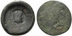 Greek Sicily, Akragas, c. 415-406 BC. Æ Hemilitron (31mm, 16.38g). [Eagle standing r. on fish or hare] / [Crab; six pellets around]; c/m: crab. CNS I, 99 CM. Coin Poor, c/m VF
