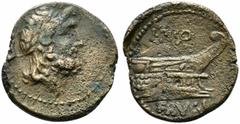 The Roman Republic L. Calpurnius Piso L.f. L.n. Frugi, Semis, Rome, ca. 90 BC; AE (g 5,03; mm 21; h 6); Laureate head of Saturn r.; behind, S, Rv. Prow r.; above, L PISO; below, FRVGI. Crawford 340/5a