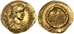 The Roman Empire Uncertain Germanic Tribes, Pseudo-Imperial coinage imitating Gratian, Semis, End of 4th century; AV (g 2,34; mm 18; h 1); D N GRATIA - NVS P F AVG, diademed, draped and cuirassed bust