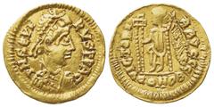 Early Medieval & Byzantine Visigoths, Pseudo-Imperial coinage imitating Libius Severus, Tremissis, Uncertain mint in Gaul, ca. AD 461-470; AV (g 1,40; mm 14; h 7); D N SEVE - RVS P F AVG, diademed, dr