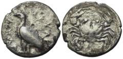 Greek Sicily, Akragas, c. 495-480/78 BC. AR Didrachm (23mm, 8.24g). Eagle standing l. R/ Crab. Westermark, Coinage, Group I; HGC 2, 90. Good Fine