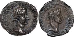 CALIGULA with DIVUS AUGUSTUS, A.D. 37-41. AR Denarius (3.46 gms), Lugdunum Mint, A.D. 37-38. NGC Ch EF, Strike: 5/5 Surface: 2/5. Edge Filed. RIC-16; RSC-2. Obverse: Laureate head of Caligula right; R