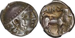 THRACE. Southern Thrace. Ainos. AR Diobol (1.27 gms), ca. 427/6-408/7 B.C. NGC Ch VF, Strike: 5/5 Surface: 5/5. HGC-3.2, 1274; SNG Cop-393. Obverse: Head of Hermes right, wearing petasus; Reverse: AIN