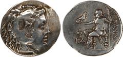 LYCIA. Phaselis. AR Tetradrachm, dated CY 24 (195/4 B.C.). NGC Ch F. Countermark, Graffito. Pr-2863. Struck in the name and types of Alexander III (the Great) of Macedon. Seleukid anchor countermark o