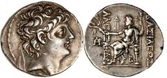 GREEK Seleukid Kingdom Seleukid Kingdom. Alexander II, 128-122 B.C. AR Tetradrachm (16.02 gms), Antioch Mint. SC-2219.2. Diademed head right; Reverse: Zeus seated left in throne. TonedVERY FINE. Estim
