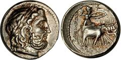 GREEK Seleukid Kingdom SYRIA. Seleukid Kingdom. Seleukos I, Nikator, 312-280 B.C. AR Tetradrachm (17.16 gms). Houghton Lorber-130.20(plate coin). Laureate head of Zeus facing right; Reverse: Athena br