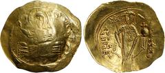ALEXIUS I, 1081-1118. AV Hyperpyron (4.25 gms), Constantinople Mint, ca. 1092/3-1118. VERY FINE. Graffiti. S-1913. Obverse: Christ Pantokrator seated facing on throne; Reverse: Alexius standing facing