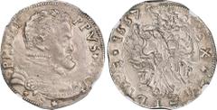 ITALY. Naples & Sicily (Sicily). 4 Tari, 1557-TP. Messina Mint. Filippo I (Philip II of Spain). NGC AU-55. MIR-317. Weight: 11.56 gms.
