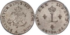 Sou Marque 1747/3-A Sou Marque. Paris Mint. Vlack-26b. Rarity-8+. First Semester. AU-58+ (PCGS). 33.3 grains. The discovery coin for this overdate variety, and still unique, this is also a beautiful s