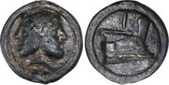Ancient Coins ROMAN REPUBLIC. Anonymous. AE Aes Grave As (275.71 gms), Rome Mint, ca. 225-217 B.C. FINE. Cr-35/1; TV-51; Syd-71; HN Italy-337. Obverse: Head of bearded Janus; -- (mark of value) below;