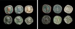 Sextet of Roman Bronzes. 3rd Century. Average Grade: VERY GOOD. Group contains coins of Maximinus, Gordian I, and Otacilia Severa, amongst others.SOLD AS IS/NO RETURNS. From the Senator Platt Family C