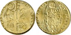 WORLD GOLD COINS ITALY ITALY. Achaia. Ducat, ND (1350-1400). Robert d'Anjou (1346). Fr-38a. Imitation of Venetian Ducat.ANACS MS-60. Estimated value: 400 USD