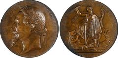 Ancient & World Coins FRENCH COCHIN CHINA. Annam - France - French Cochin-China. French Campaign in Cochin-China Bronze Medal, 1869. Paris Mint. PCGS SPECIMEN-63 Brown. Divo-458. Obverse: Bust of Napo