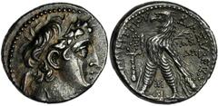 GREEK Seleukid Kingdom SYRIA. Seleukid Kingdom. Demetrius II (Second Reign) 129-125 B.C. AR Tetradrachm (13.87 gms), Tyre Mint, SE 184 (ca. 129/8 B.C.). SNGCop-352; SNGIsrael-2225. Diademed head of De