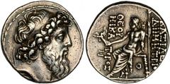 GREEK Seleukid Kingdom SYRIA. Seleukid Kingdom. Demetrius II (Second Reign) 129-125 B.C. AR Tetradrachm (16.50 gms), Antioch Mint. SNGIsrael-2162; BMC-4.77,17. Diademed head of bearded Demetrius II fa