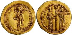 BYZANTINE THEODORA, 1055-1056. AV Histamenon Nomisma (4.44 gms.), Constantinople Mint. S-1837. Nimbate christ standing on footstool facing. Reverse: Theodora (at left) and nimbate Virgin (at right), h