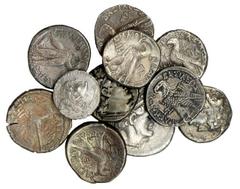 GREEK Collection of Ptolemaic Egyptian Silver Issues. 11 pieces in lot. All but one piece are Tetradrachms, the other being a Drachm. A variety of Ptolemies are represented. No coins may be called ful