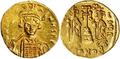 BYZANTINE CONSTANTINE IV, 668-685. AV Solidus (4.41 gms), Constantinople Mint, 2nd Officina. S-1154. Bust, three-quarter facing to right, with short beard, wearing cuirass and helmet with frontal plum