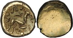 GREEK Gallo-Belgic Issues CELTIC BRITAIN. Gallo-Belgic Issues. AV Stater (5.67 gms), ca. 60 B.C. S-11; VA-52-1. Blank; Reverse: Disjointed horse right, pellet below. Imported from Northern Gaul (Belgi