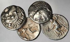 GREEK Alexander III (The Great) KINGDOM OF MACEDON. Alexander III (The Great). (336-323 B.C.). AR Tetradrachms, 336-323 B.C. 4 pieces in lot. Head of Heracles facing right wearing lions scalp; Reverse