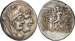 GREEK Seleukid Kingdom SYRIA. Seleukid Kingdom. Cleopatra Thea & Antiochus VIII ca. 125-121 B.C. AR Tetradrachm (16.88 gms), Antioch Mint, ca. 122-121 B.C. SNG Israel-2439; Newell-359. Jugate busts of