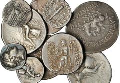 MIXED LOTS ANCIENT GREEK. Lot of (10) Silver Coins of Seleucid Syria and Baktria. 10 pieces in lot. Included are (4) Seleucid Syrian Tetradrachms and (4) Drachms, as well as (2) Baktrian Tetradrachms 