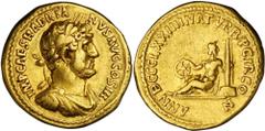 ROMAN EMPIRE HADRIAN, A.D. 117-138. Gold Aureus (7.41 gms), Rome Mint, A.D. 121. RIC-144; Calico-1200 (this coin); Sear-3384. This attractive and rare aureus depicts on its reverse the Genius of the C