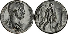 ROMAN EMPIRE HADRIAN, A.D. 117-138. Bronze Medallion (35 mm; 39.92 gms), A.D. 128-138. cf.Gnecchi-pl. 39, 3 (obverse legend); Banti-214. Hadrian (A.D. 76 – 138, R. 117 – 138), succeeded the emperor Tr