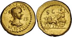 ROMAN REPUBLIC L. Cestius & C. Norbanus. Aureus (8.15 gms), Rome Mint, 43 B.C. Calico-5; Sear-12; Craw-491/2. This coin issue probably belongs to the early months of 43 B.C. during the brief alliance 